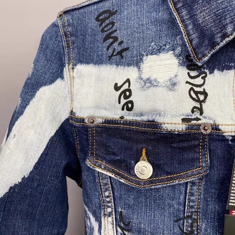 2025 DSQ2 Men's Ripped Denim Jacket